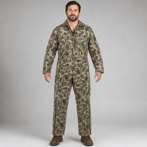 Vintage Walls Blizzard Pruf Mens L Duck Camo Insulated Coveralls USA